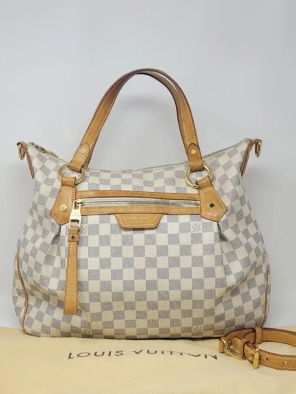 LOUIS VUITTON Damier Azur Canvas Evora MM Tote Bag